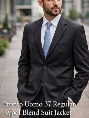 Pronto Uomo Modern 3 Button Blazer Jacket Wool Sport Suit Coat, 37R